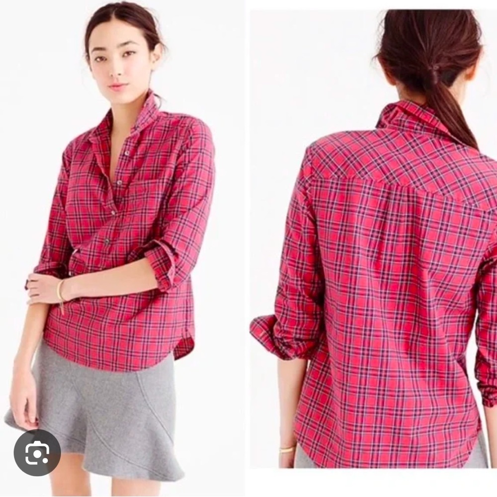 J Crew tartan plaid popover shirt 6